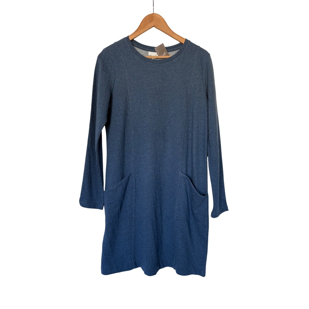 J. Jill Coastal Grandma Blue Cotton French Terry Sweatshirt Dress S NWT